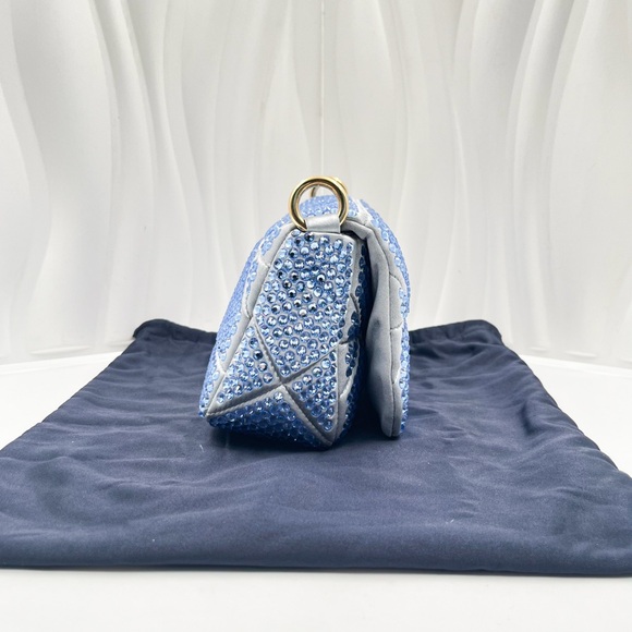 PRADA Mini Satin Bag with Crystal Embellishments Blue Gold Hardware - Picture 6 of 16